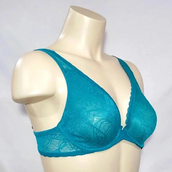 36D Xhilaration Unlined T-Shirt Lace Underwire Bra Teal Green New with Tags - Picture 3 of 6